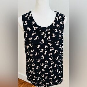 Women's Black Cat Print Sleeveless Top XL fits medium
